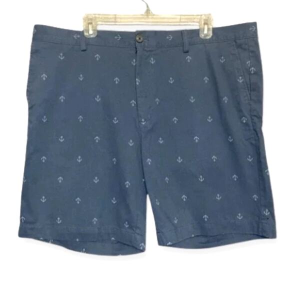 Amazon Essentials Chino Shorts Flat Front Nautical Anchor Blue White Men's 42 - Picture 2 of 9